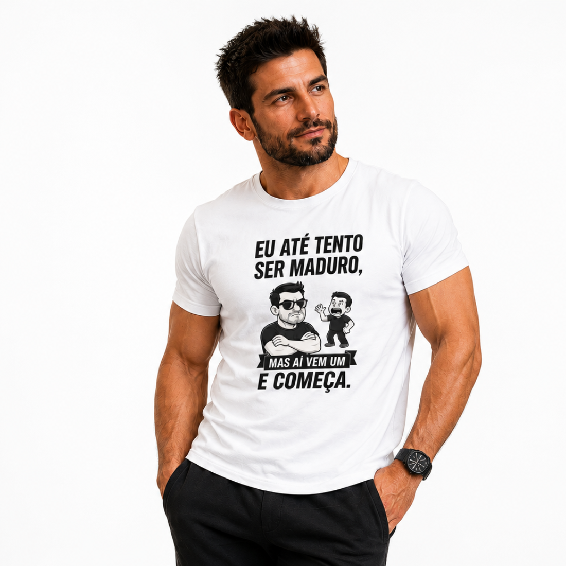 Camiseta Personalizada "Eu até tento ser maduro"