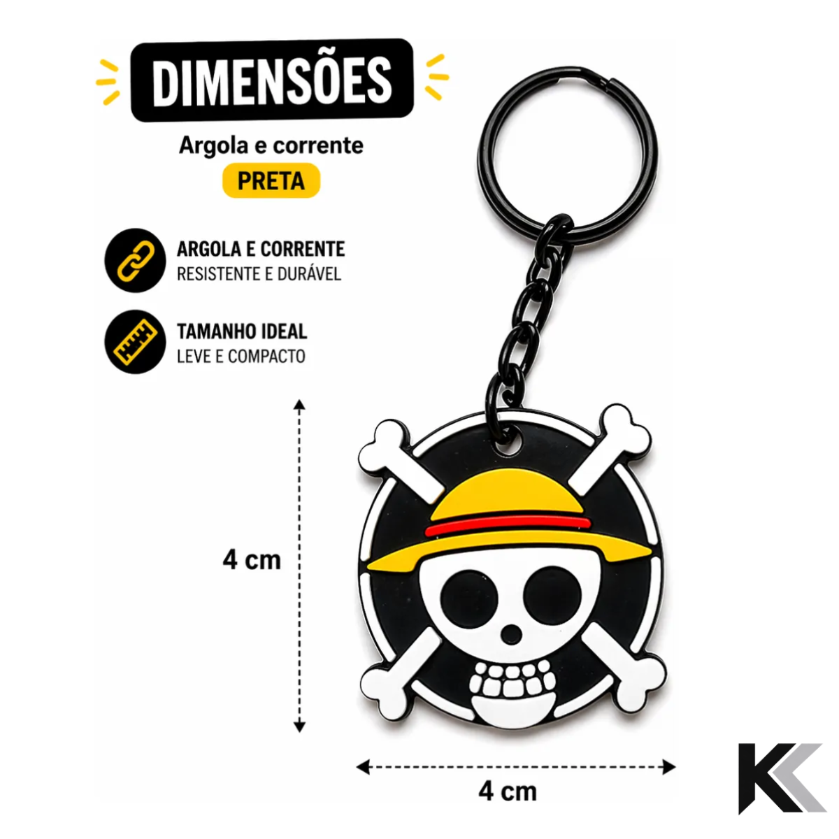 kIT 4 Chaveiros One Piece Luffy Anime 