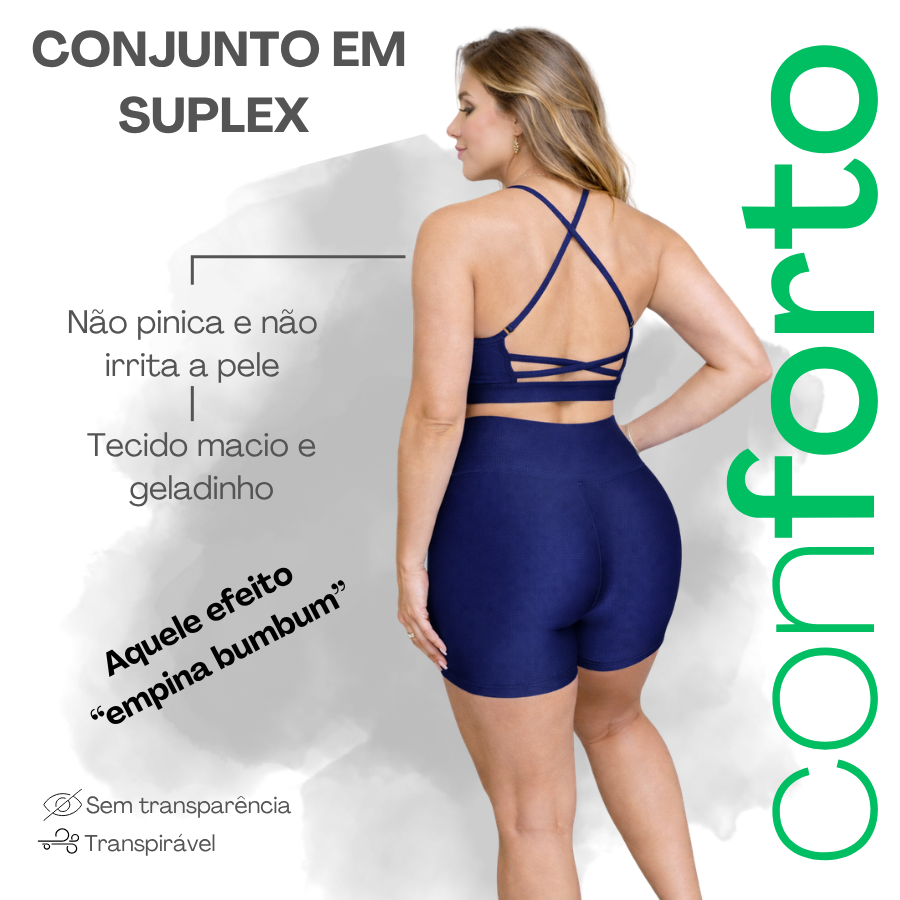 Conjunto Fitness em Suplex Azul
