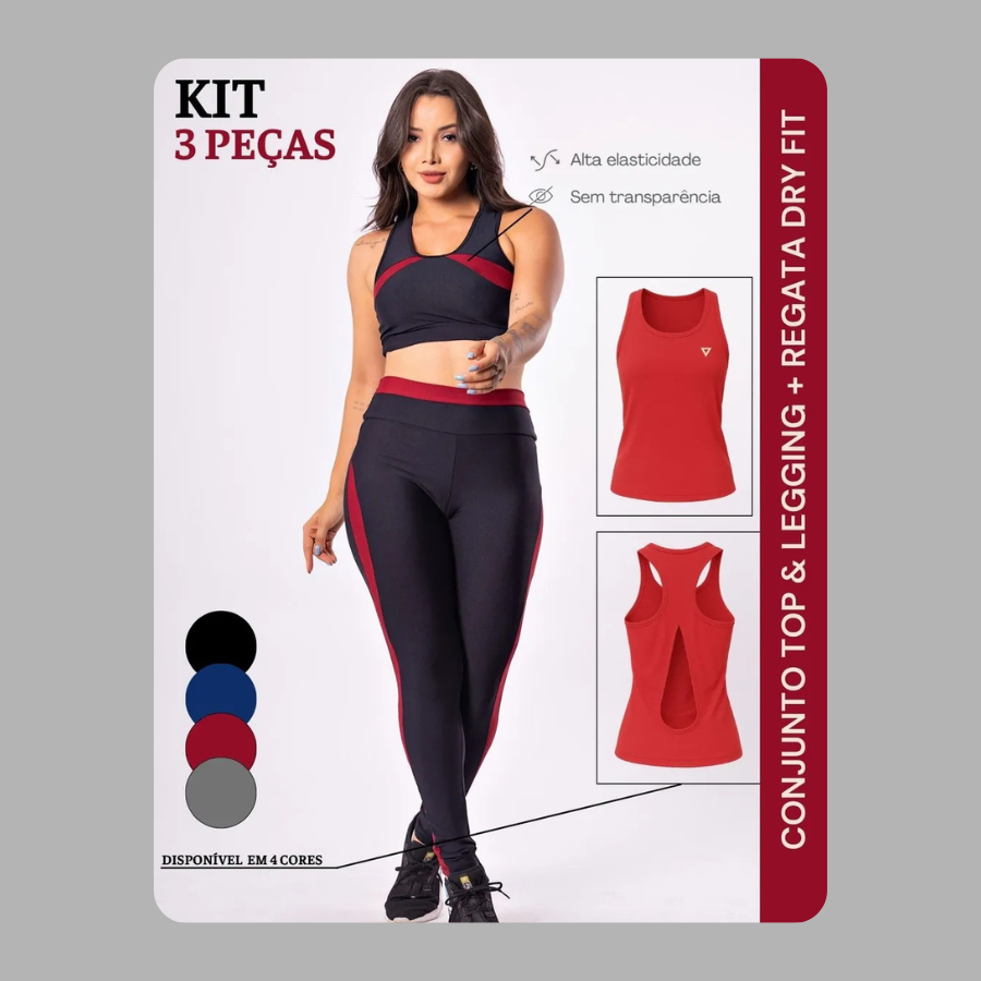 Conjunto Fitness com 3 Peças