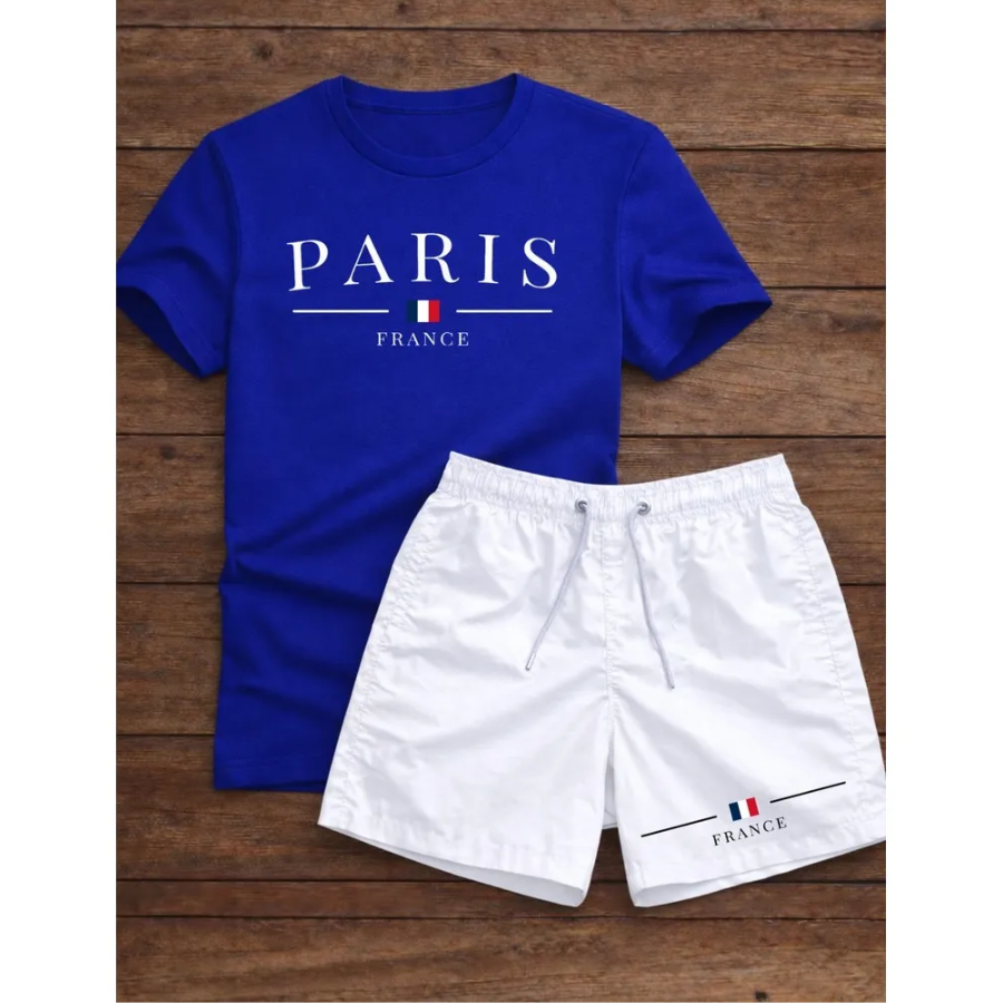 Conjunto Streetwear Camiseta E Short Tectel Camisa Paris