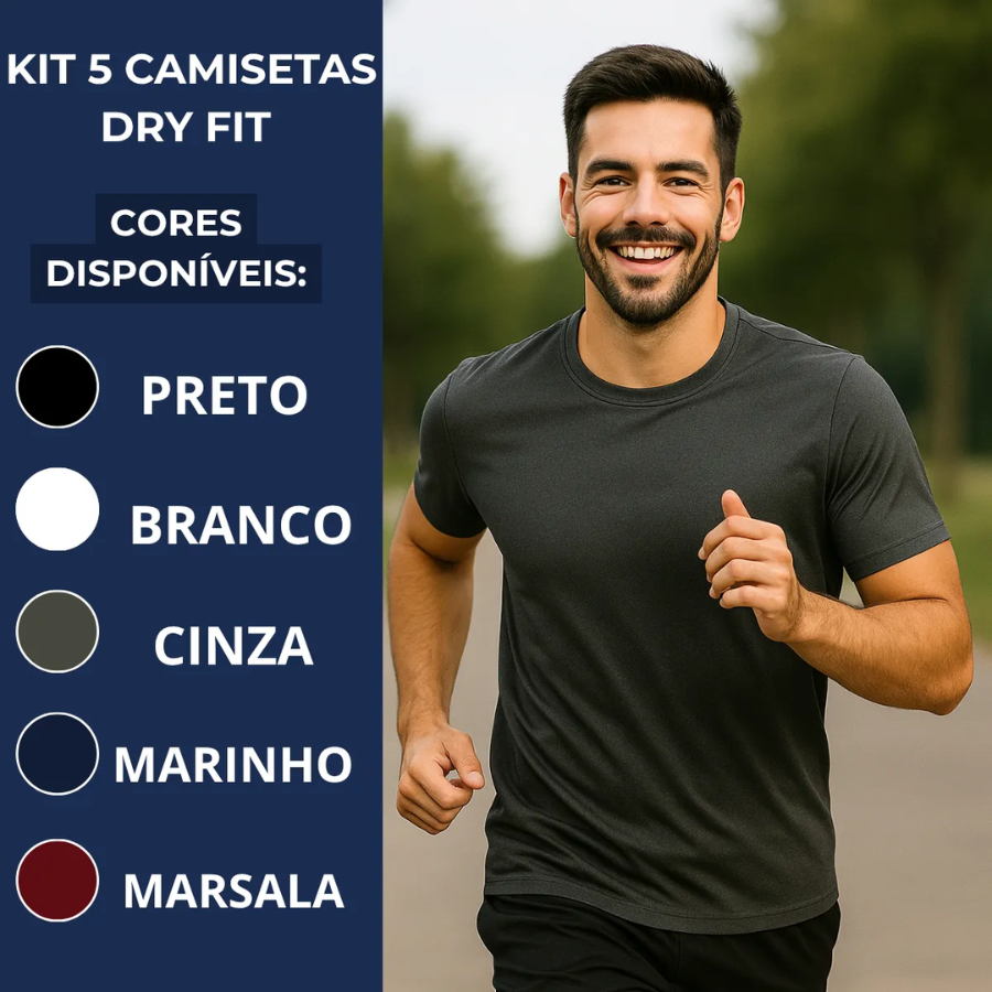 Kit 5 Camisas Masculinas Dry Fit