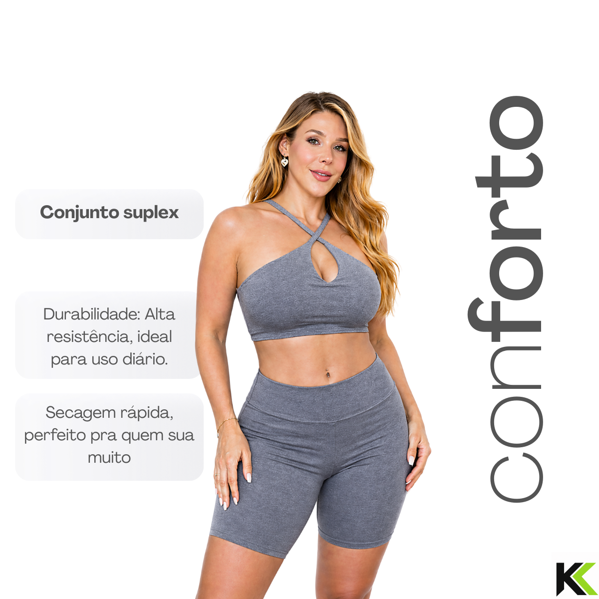 Conjunto Top Short Cinza