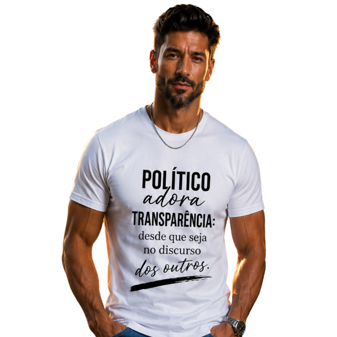 Camiseta Personalizada "Politico adora transparência"