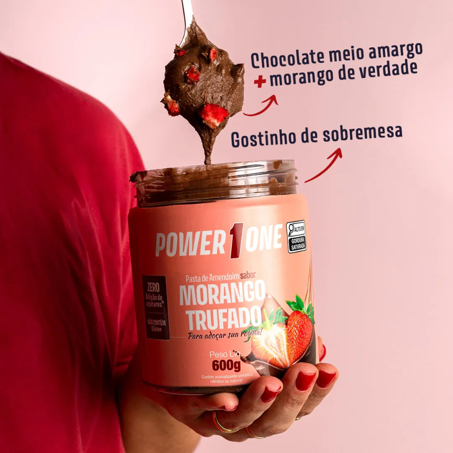 Pasta Amendoim Morango Power One