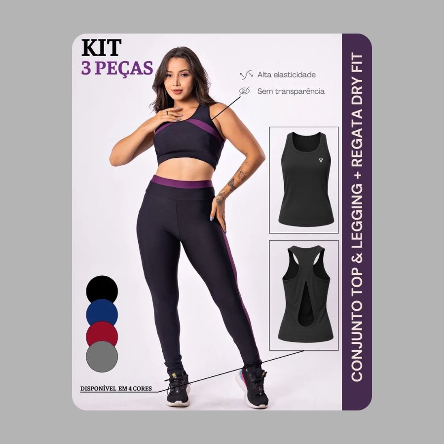 Conjunto Fitness com 3 Peças