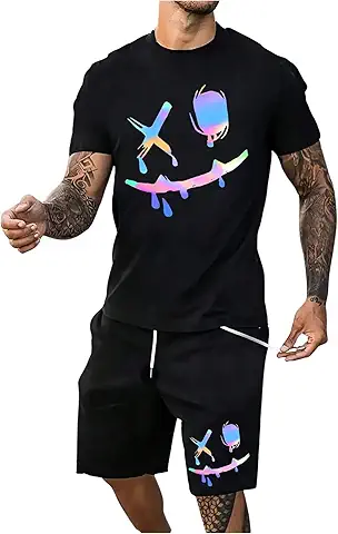 Men's Graphic Print T-Shirt & Shorts Set