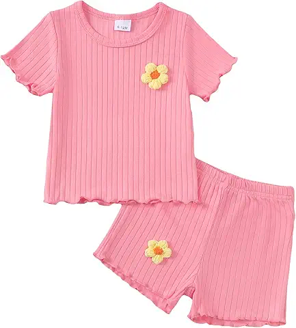 Pink Ribbed Toddler Outfit Set