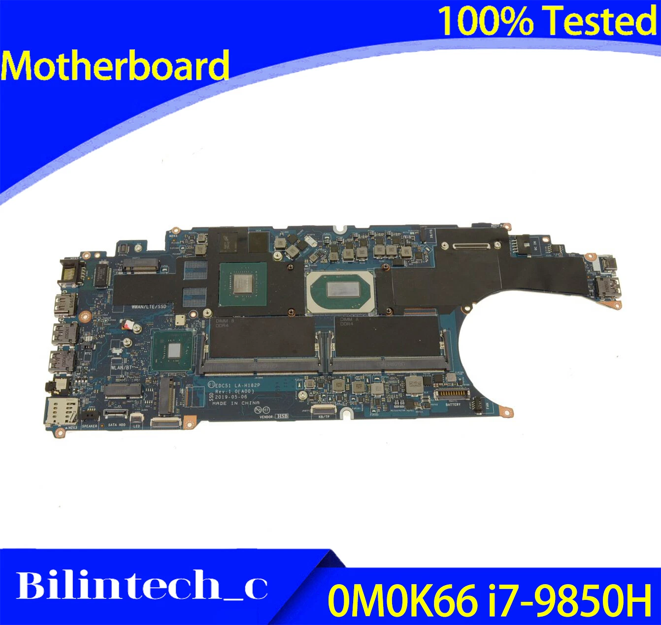 FOR DELL Latitude 5501 Motherboard Supports M0K66 0M0K66 i7-9850H LA-H182P