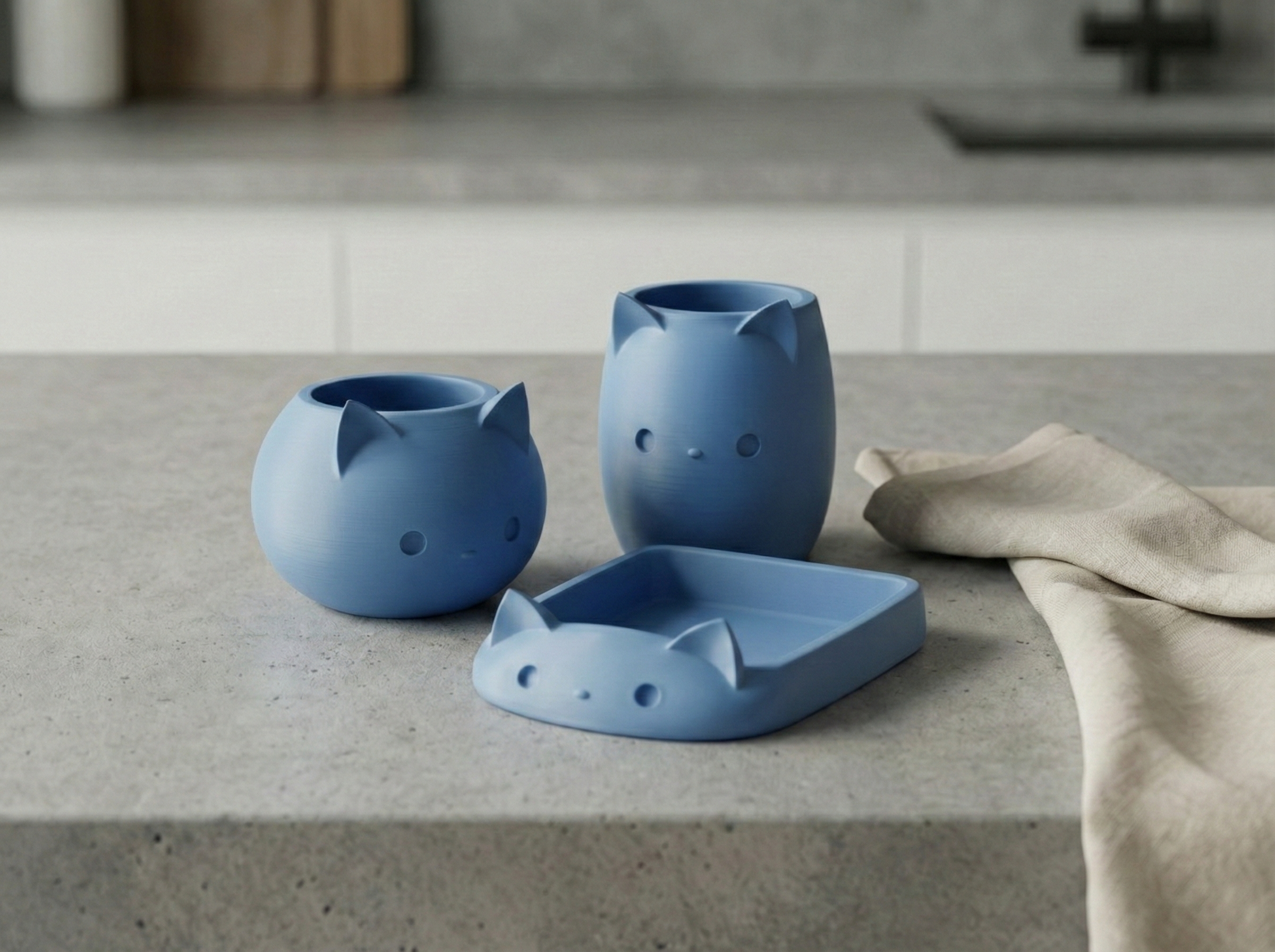 Set de Macetas Escritorio Gato 