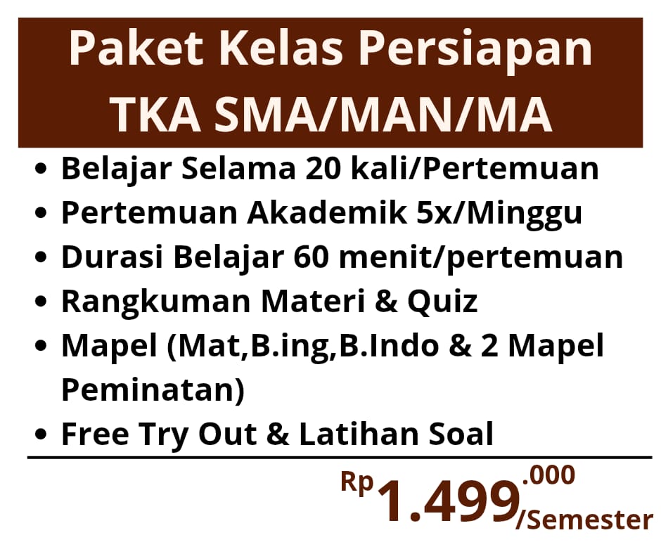 Paket Kelas Persiapan TKA SMA/MAN/MA