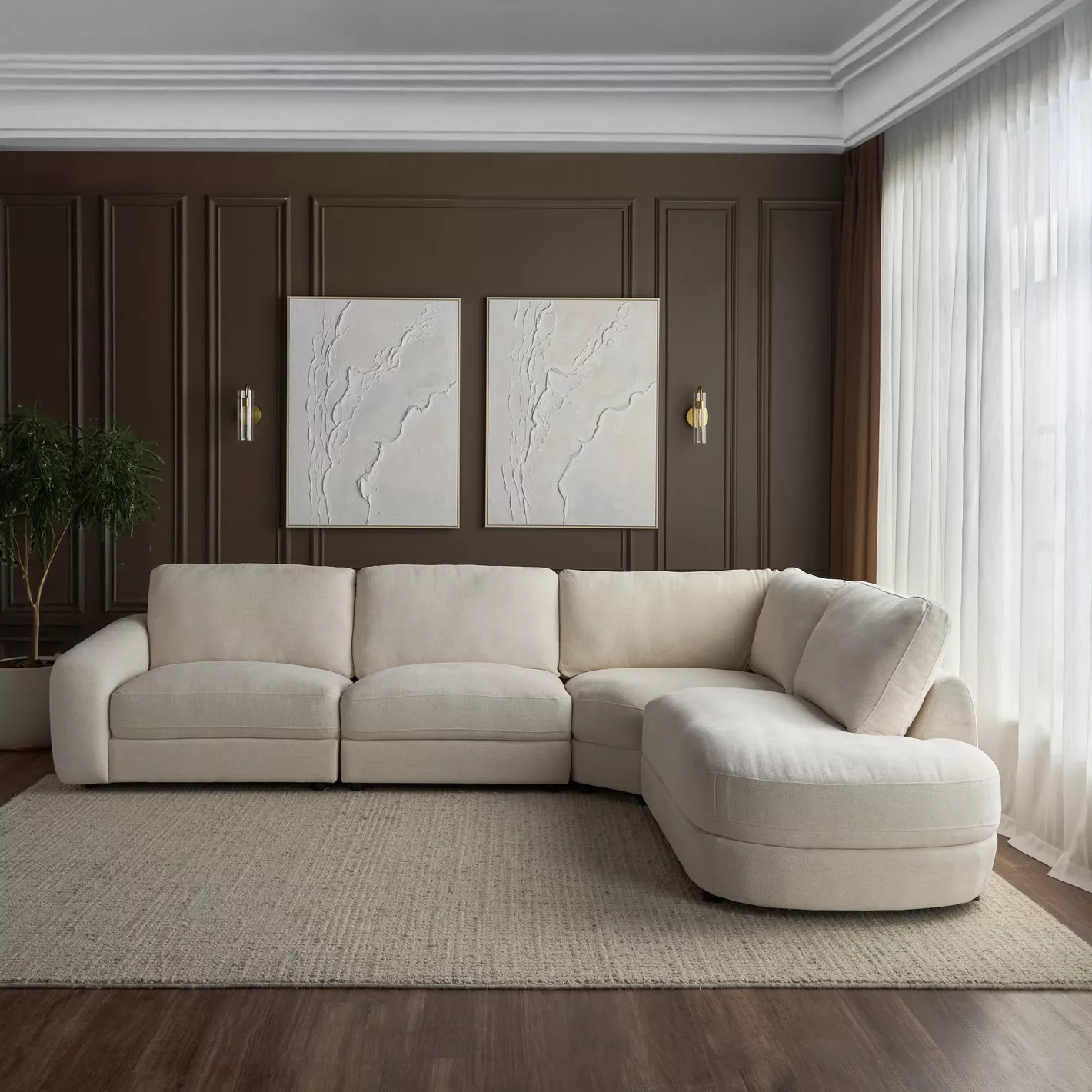 كنبة ركنية عصرية قماش بـ4 مقاعد مع شيزلونج - دريفت