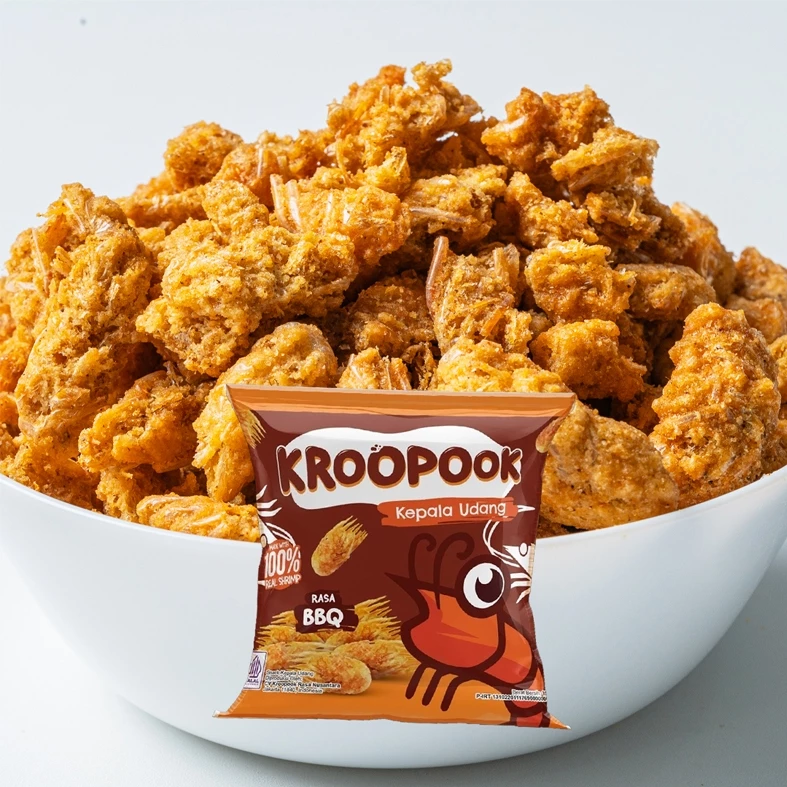 KROOPOOK Kepala Udang Snack BBQ Flavour