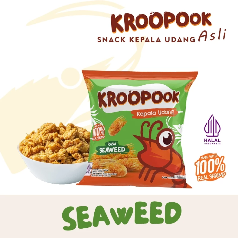 KROOPOOK Kepala Udang Snack Seaweed Flavour (Rumput Laut)