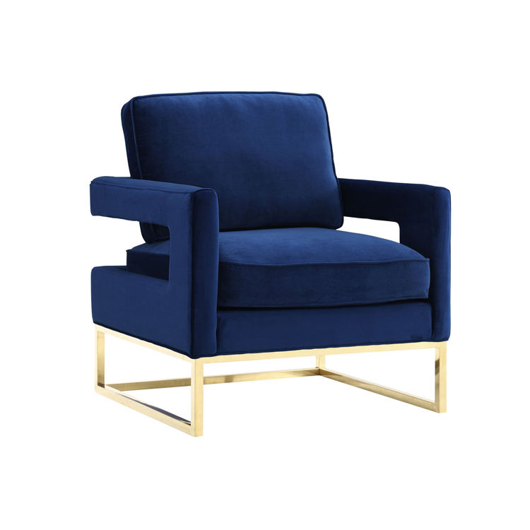 Poltrona con dettagli in velluto blu navy