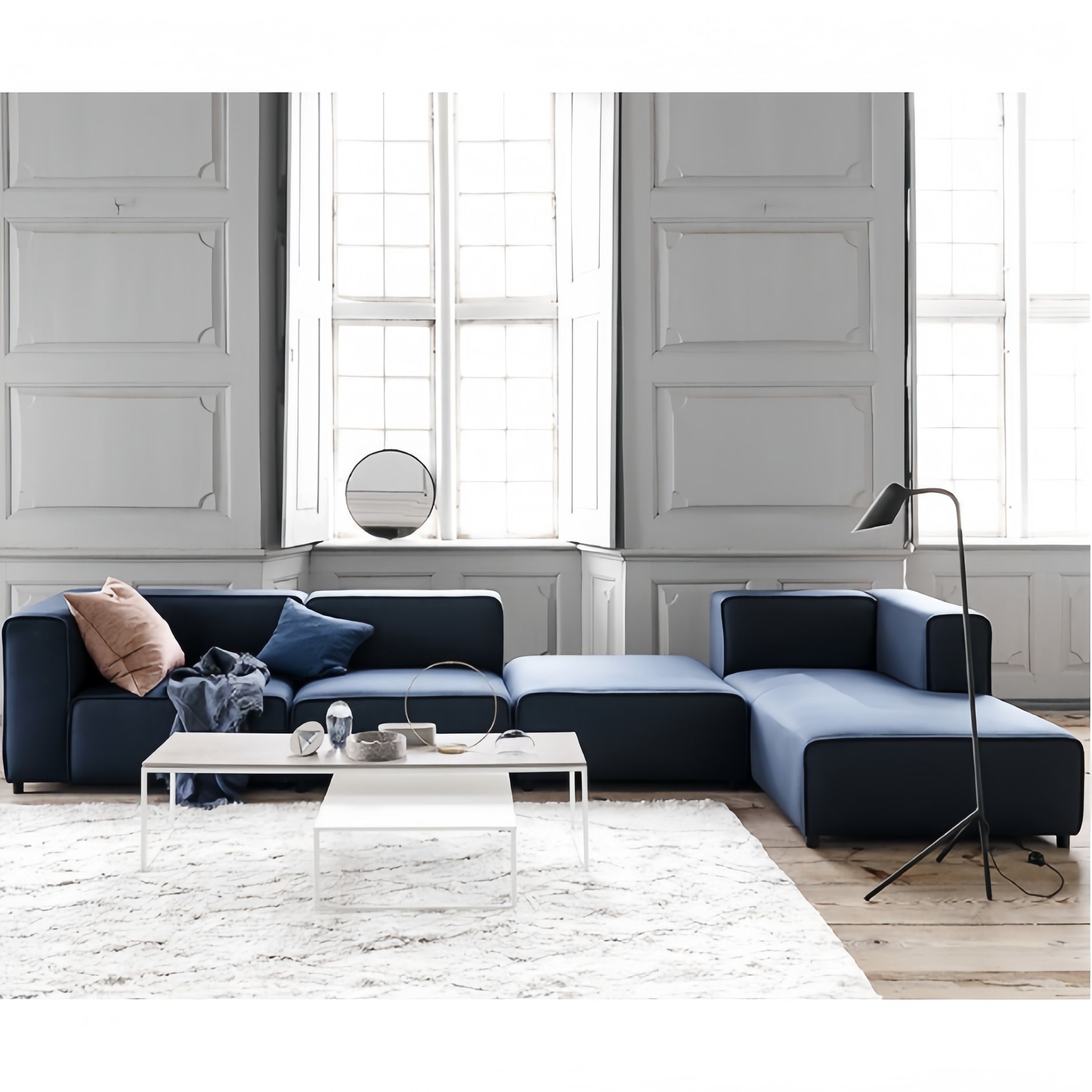 Divano componibile moderno blu