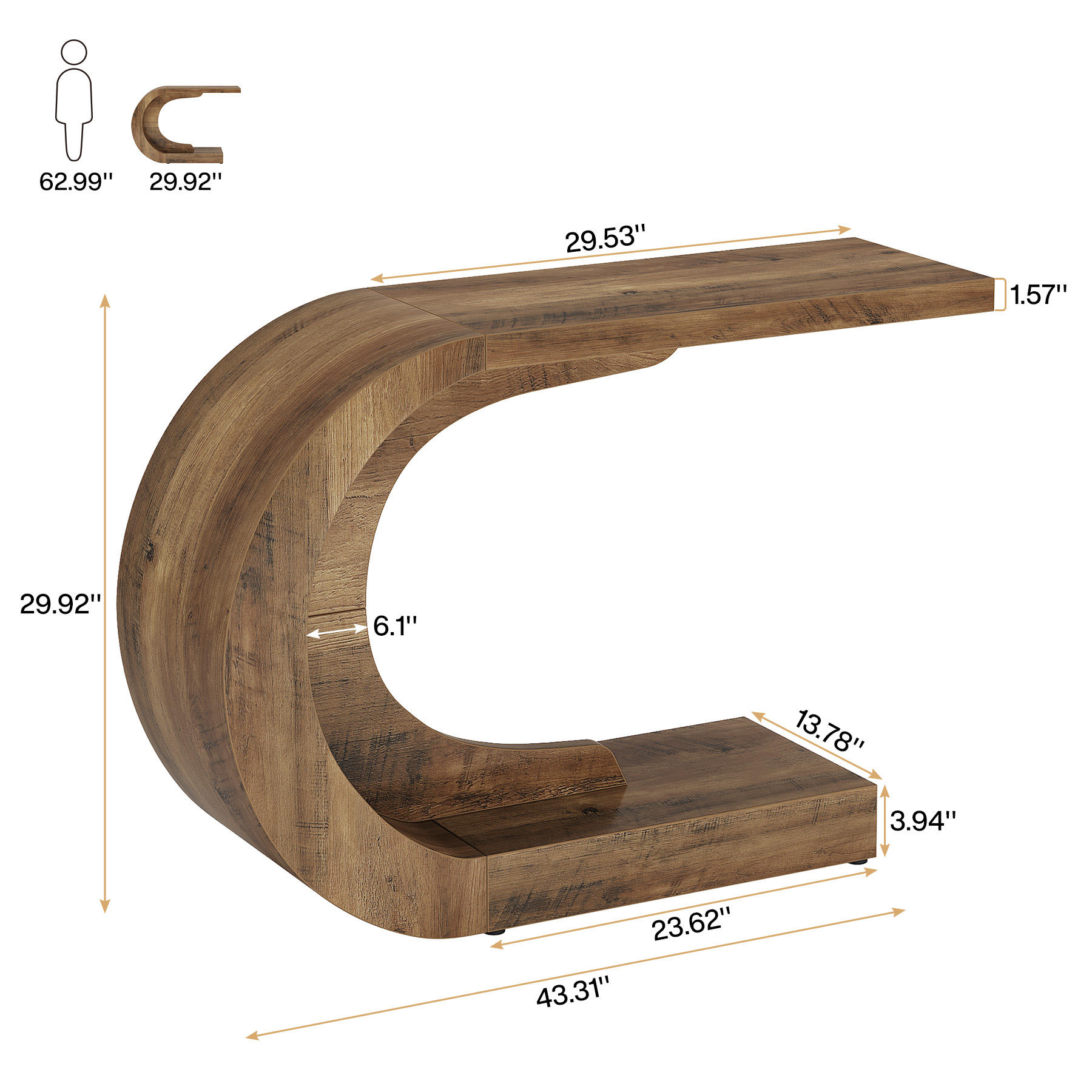 Consolle in legno curvato