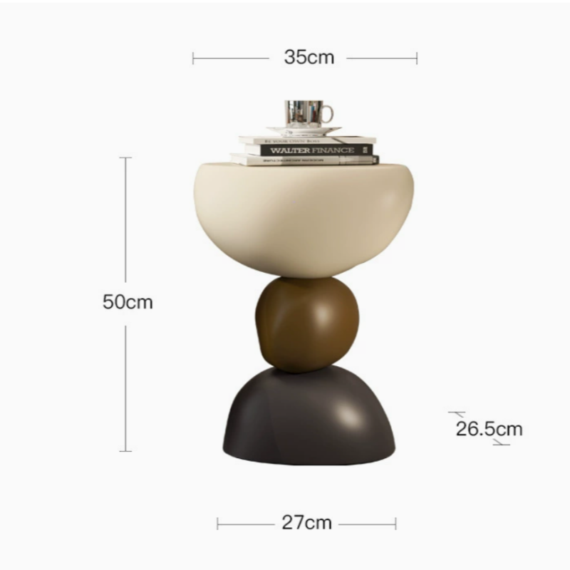 Tavolino laterale moderno dalle forme scultoree