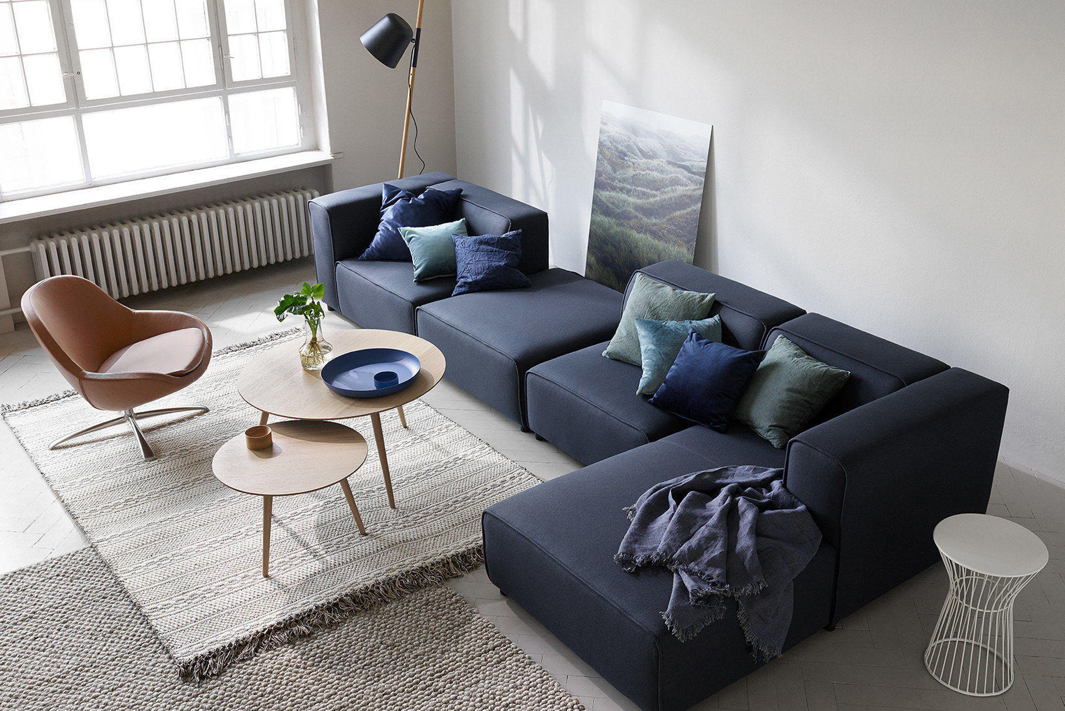 Divano componibile moderno blu