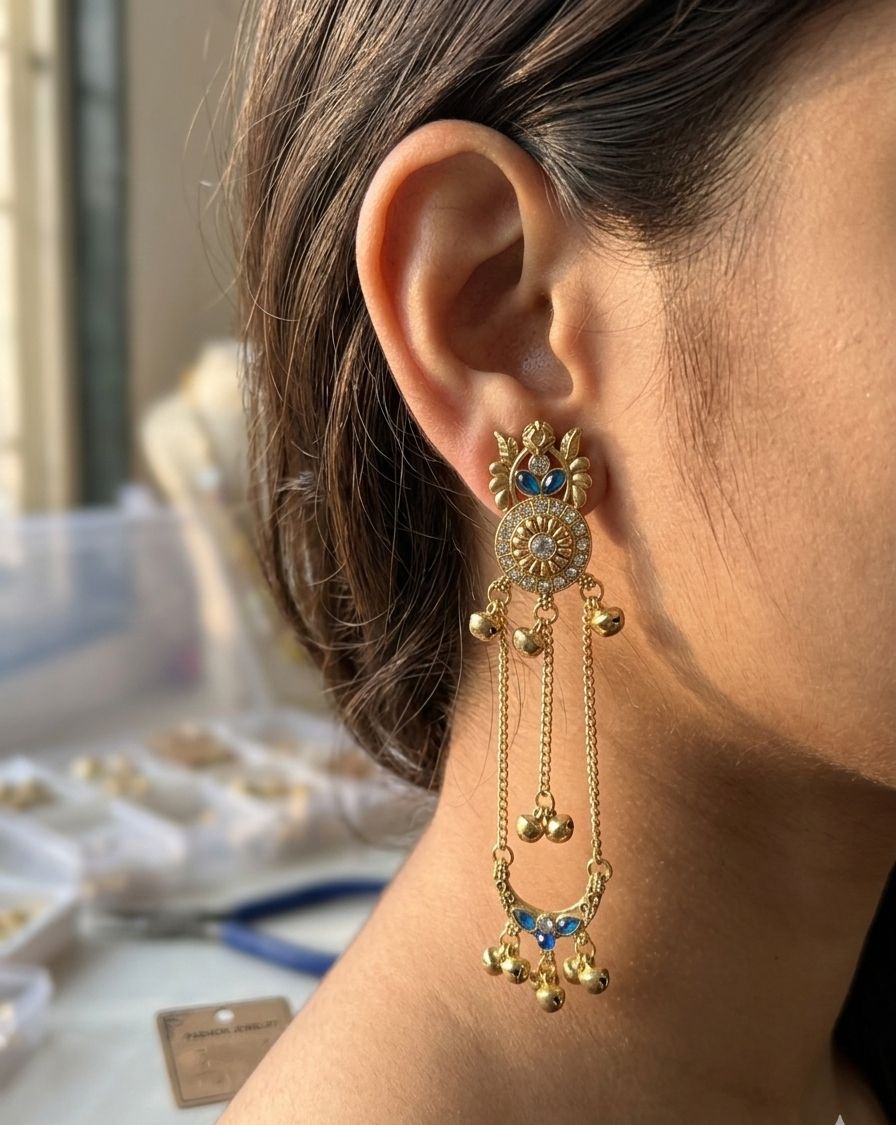 Traditional Gold-Plated Dangler Earrings