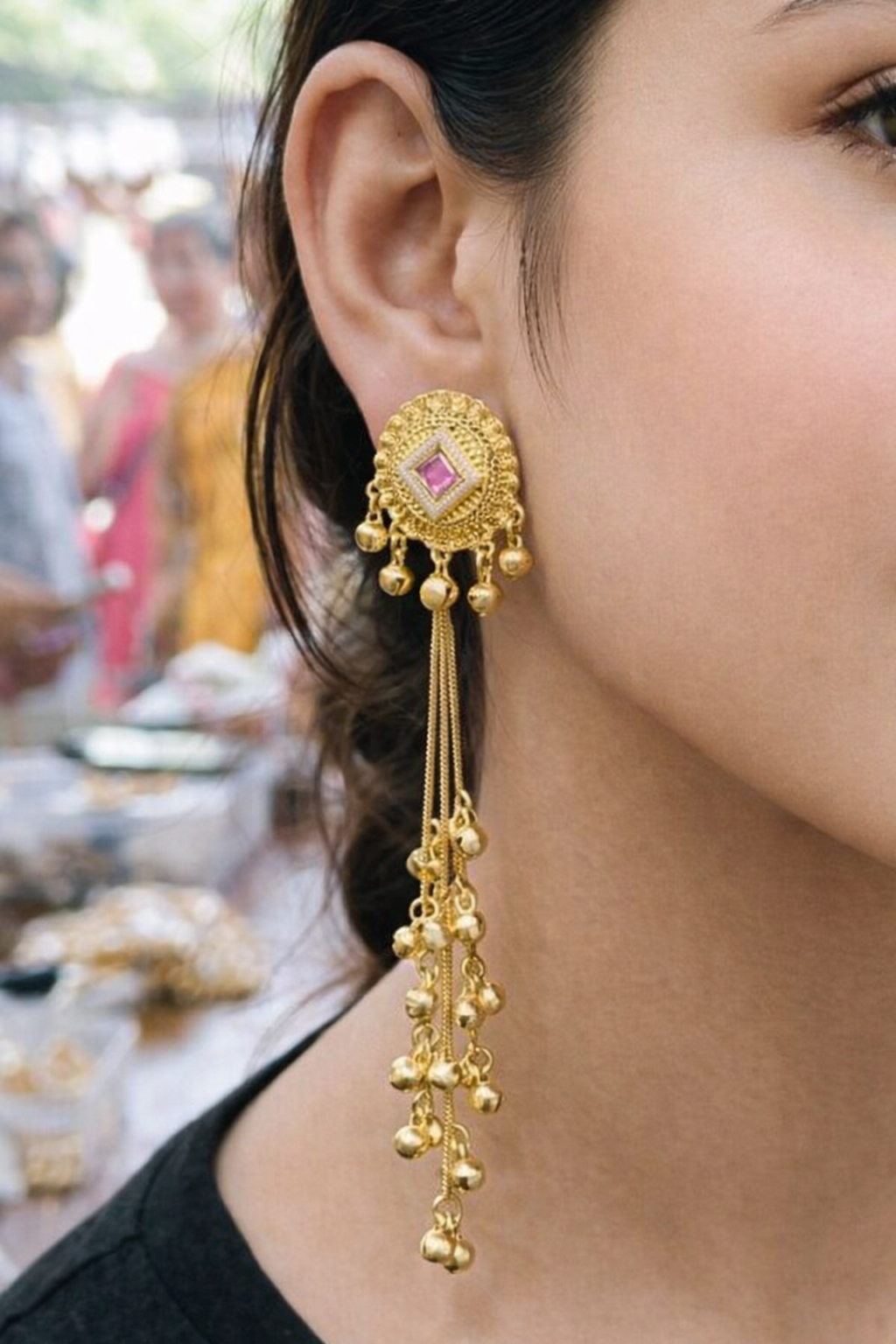Traditional Long Gold Earrings