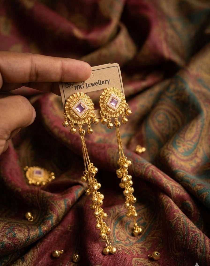 Traditional Long Gold Earrings