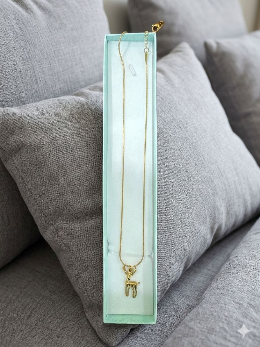 Deer Pendant Gold Necklace