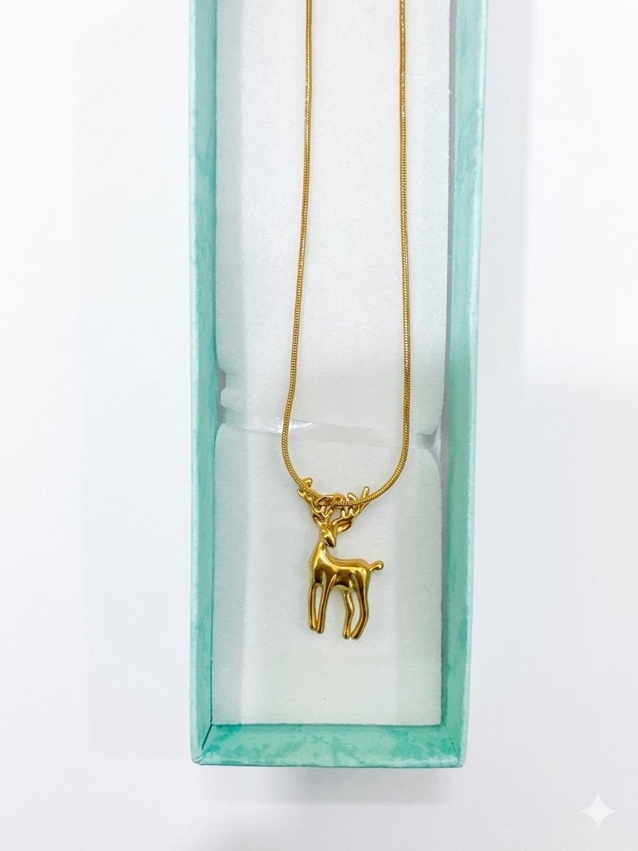 Deer Pendant Gold Necklace