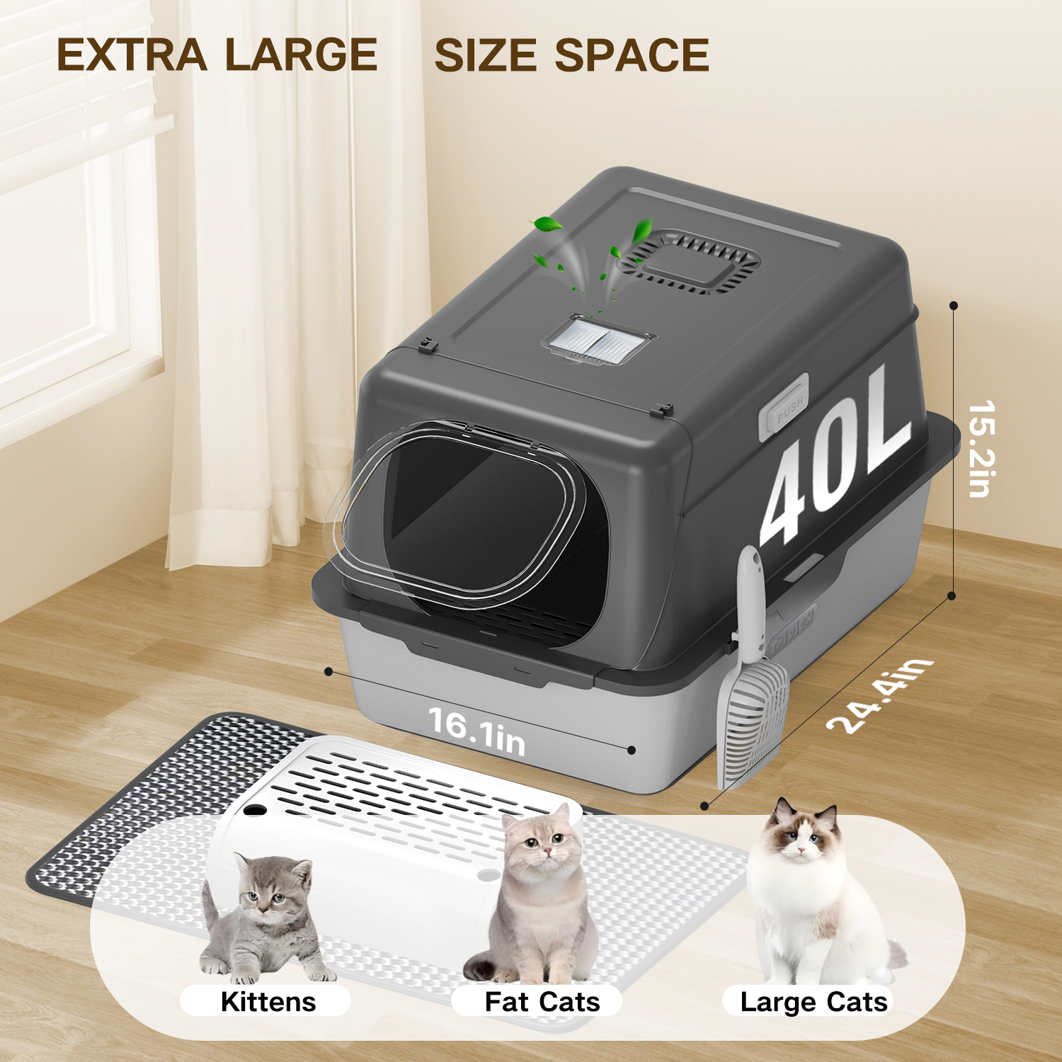 Kryptazh XX-Large Stainless Steel Cat Litter Box with Lid