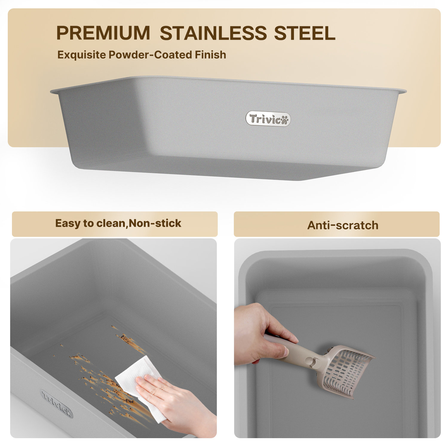 Kryptazh XX-Large Stainless Steel Cat Litter Box with Lid