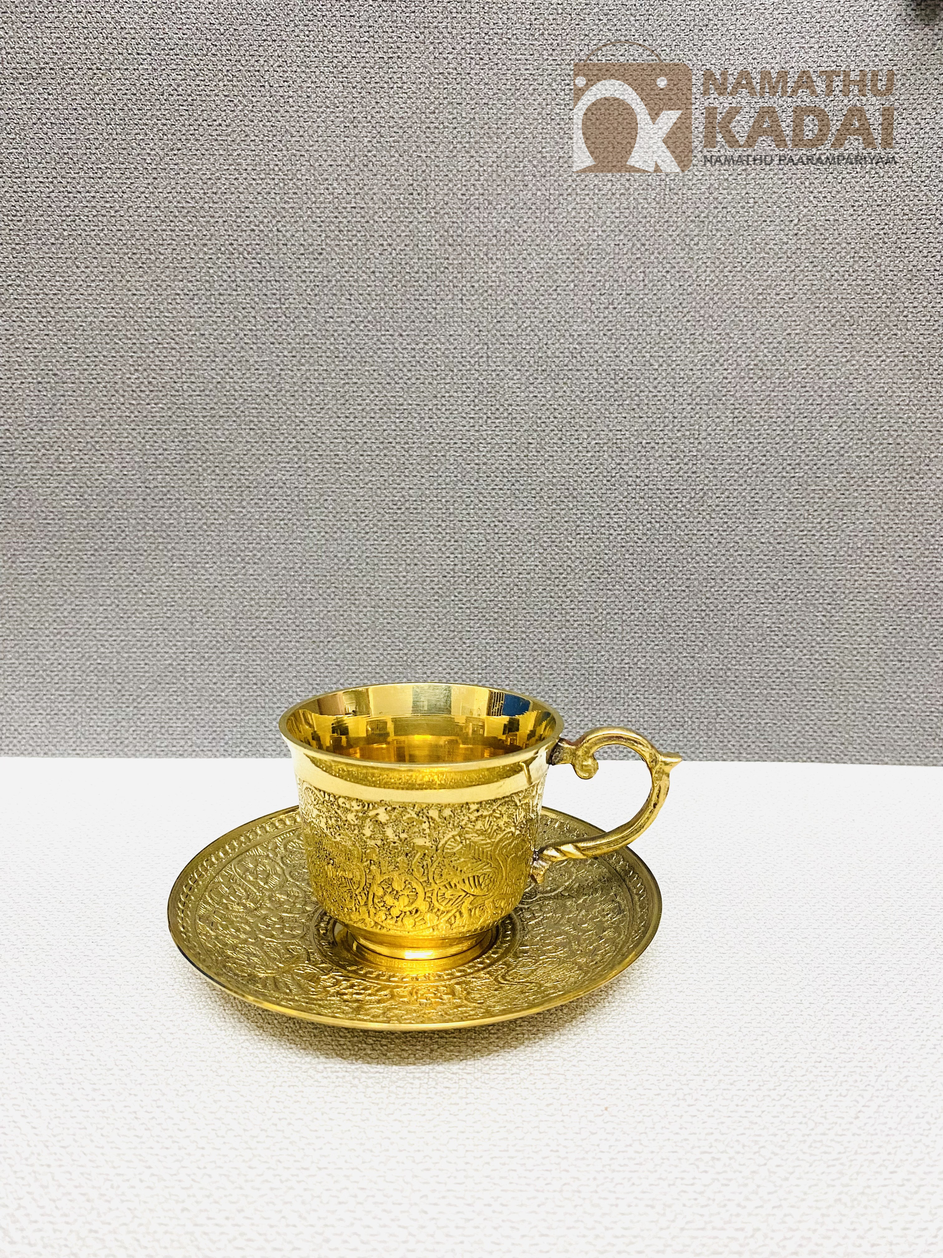 Brass Tea Cup & Saucer Set