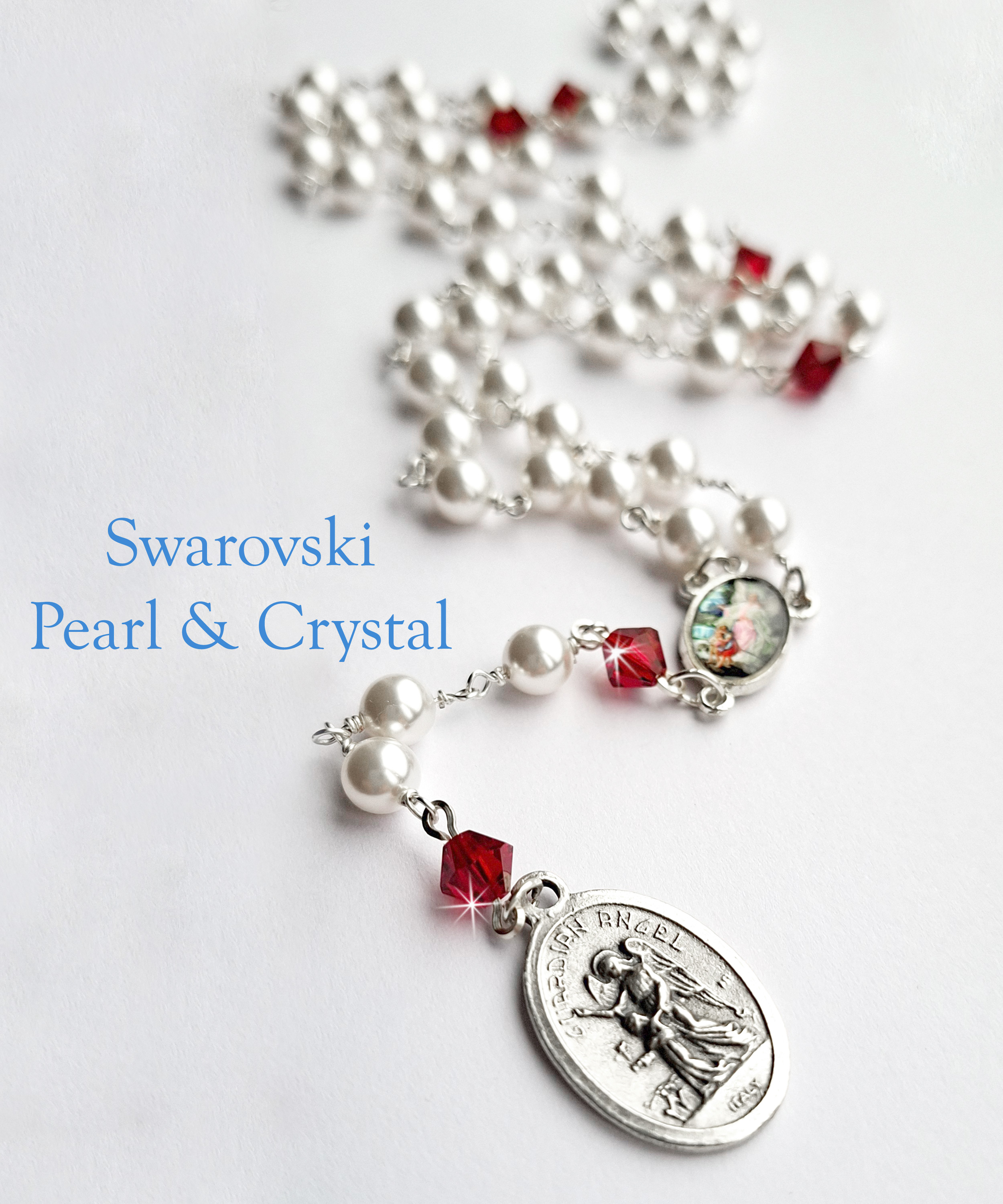 Guardian Angel Birthstone Pearl Rosary