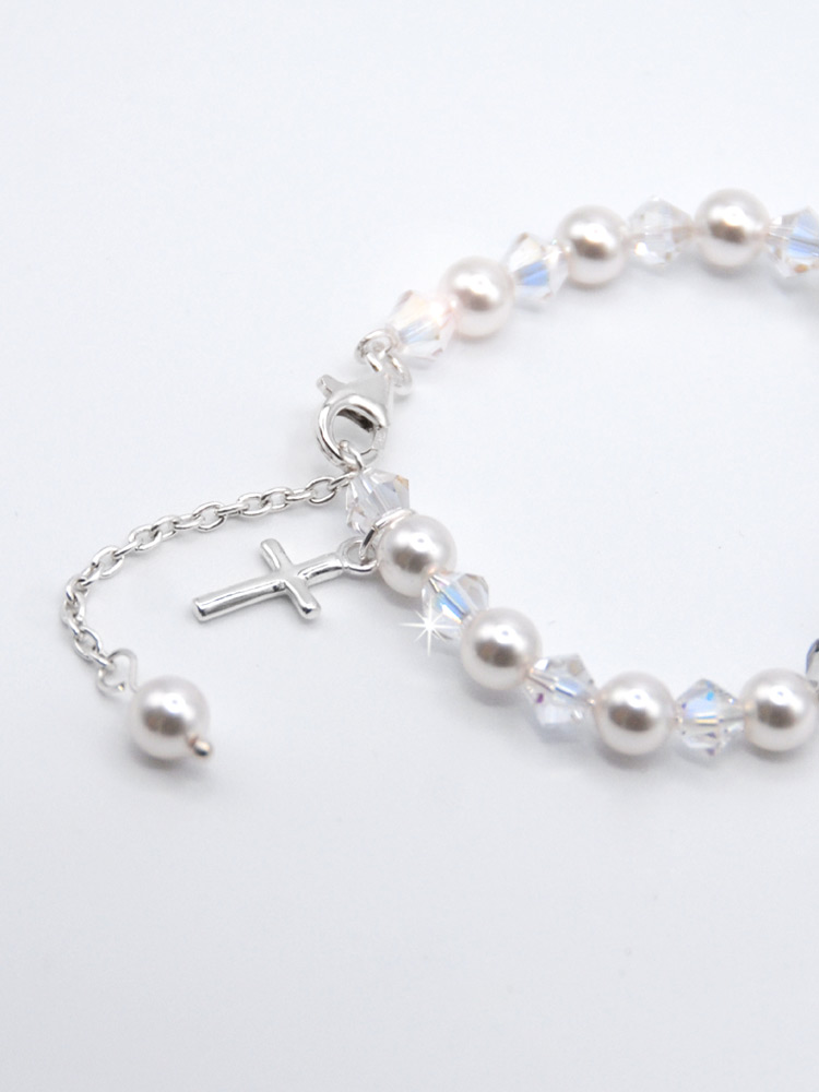 Personalised Pearl and Crystal Bracelet Sterling Silver