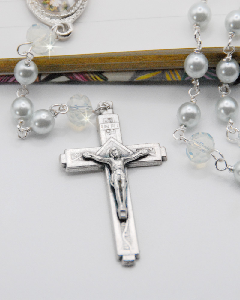 First Communion Rosary Blue Pearl