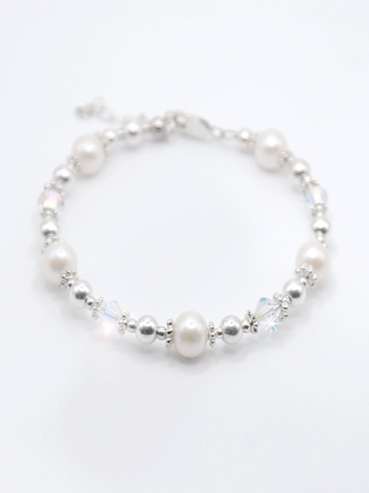 Cherished Pearl and Crystal Bracelet Sterling Silver