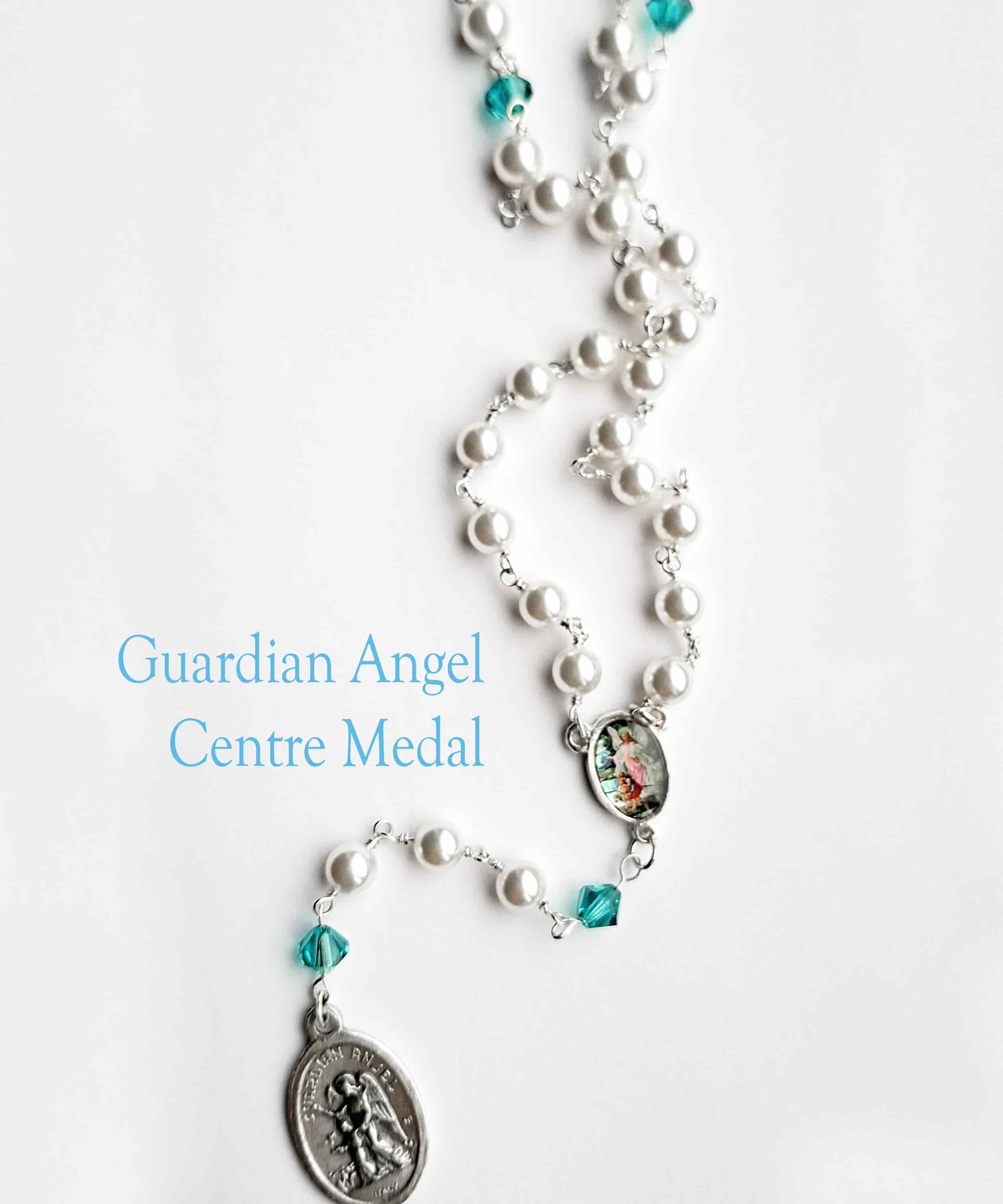 Guardian Angel Pearl and Birthstone Rosary