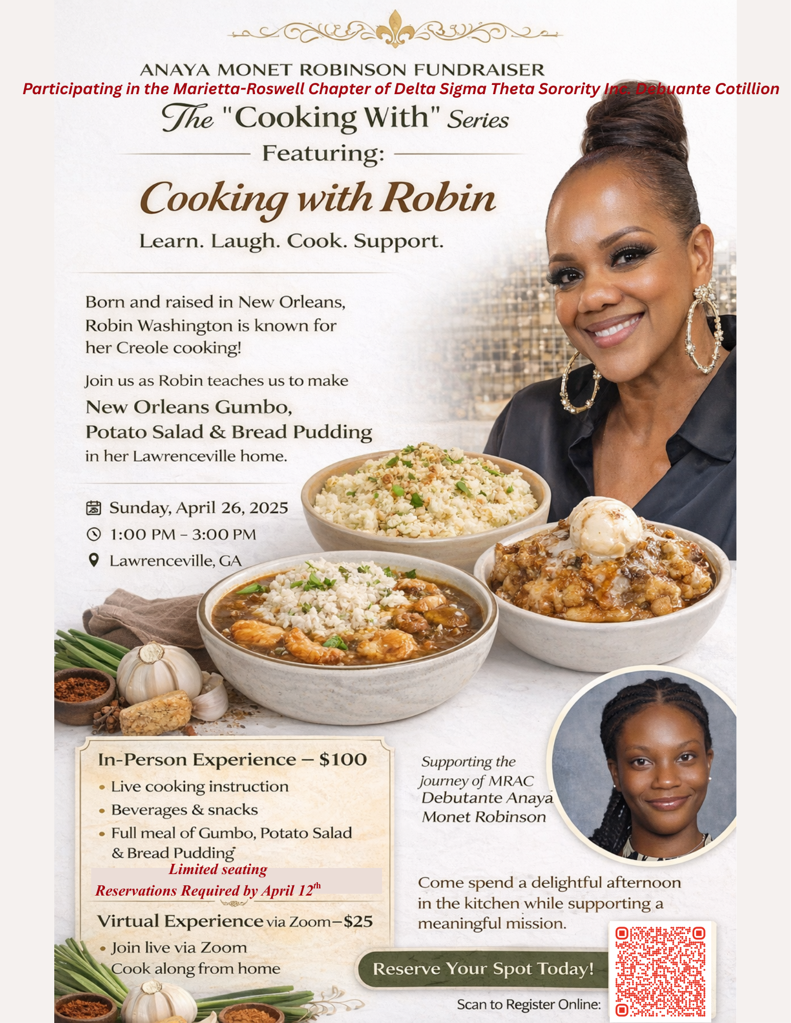 The Cooking With Series: Cooking With Robin: In-Person