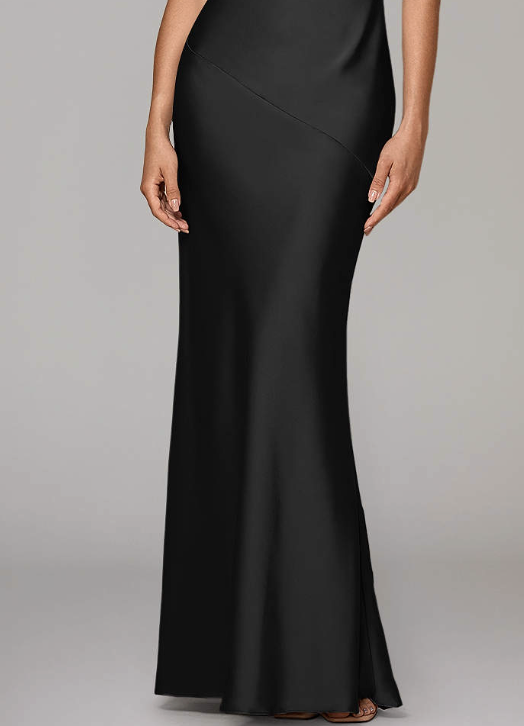 Elegant Black Satin Evening Gown