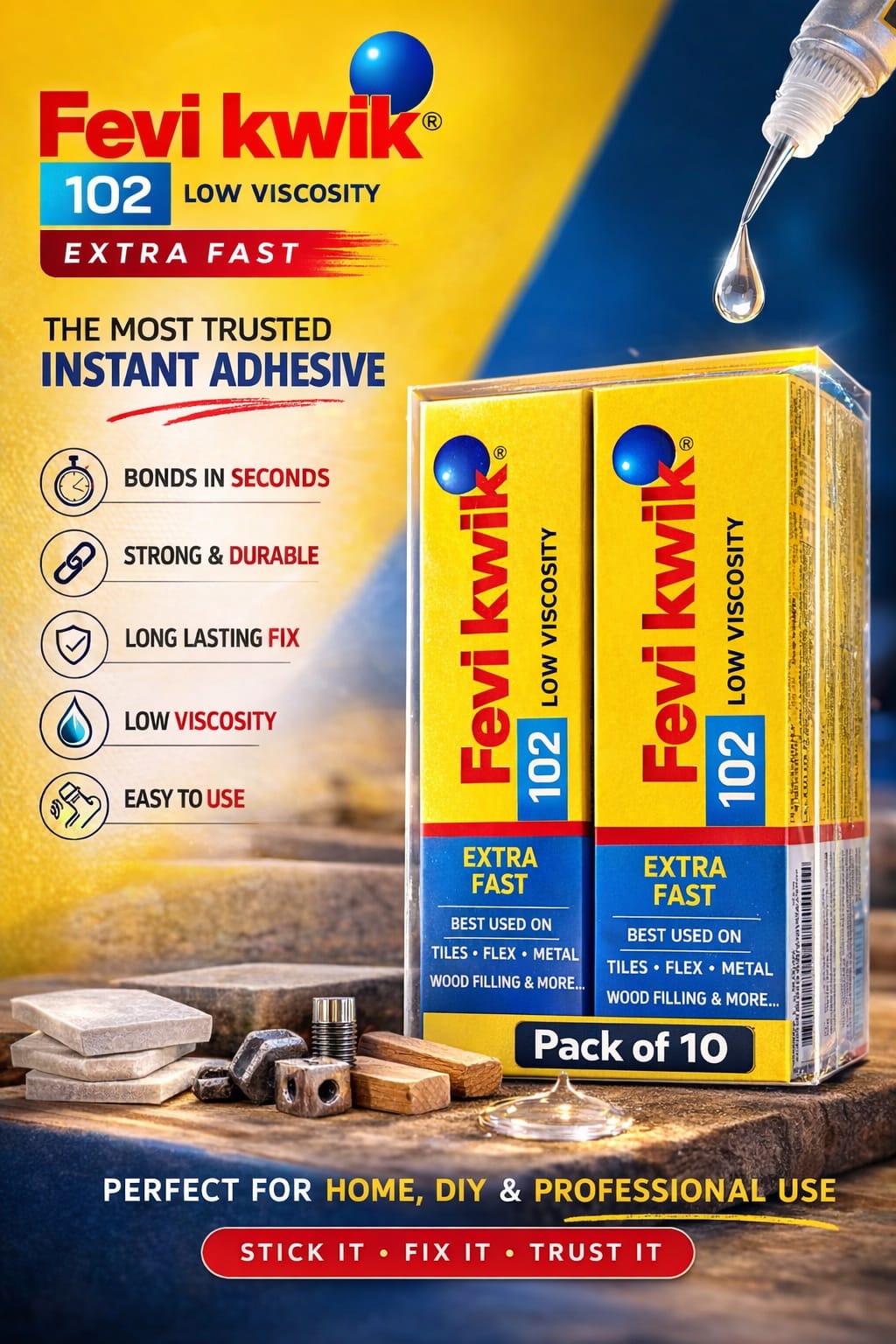 Fevi Kwik 102 Instant Adhesive Pack