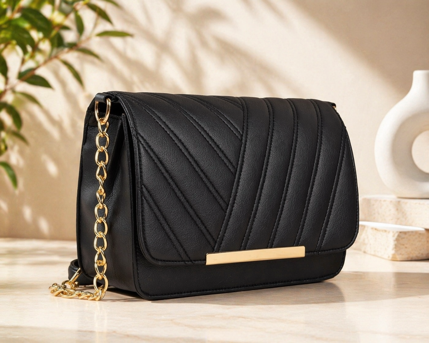 Classic Black Quilted Shoulder Bag