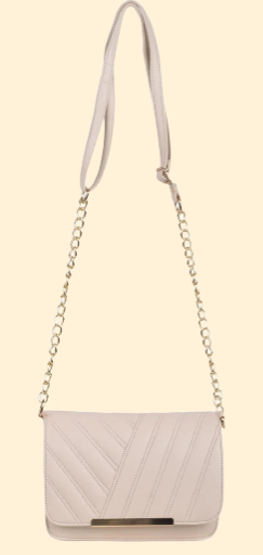 Elegant Beige Chain Shoulder Bag