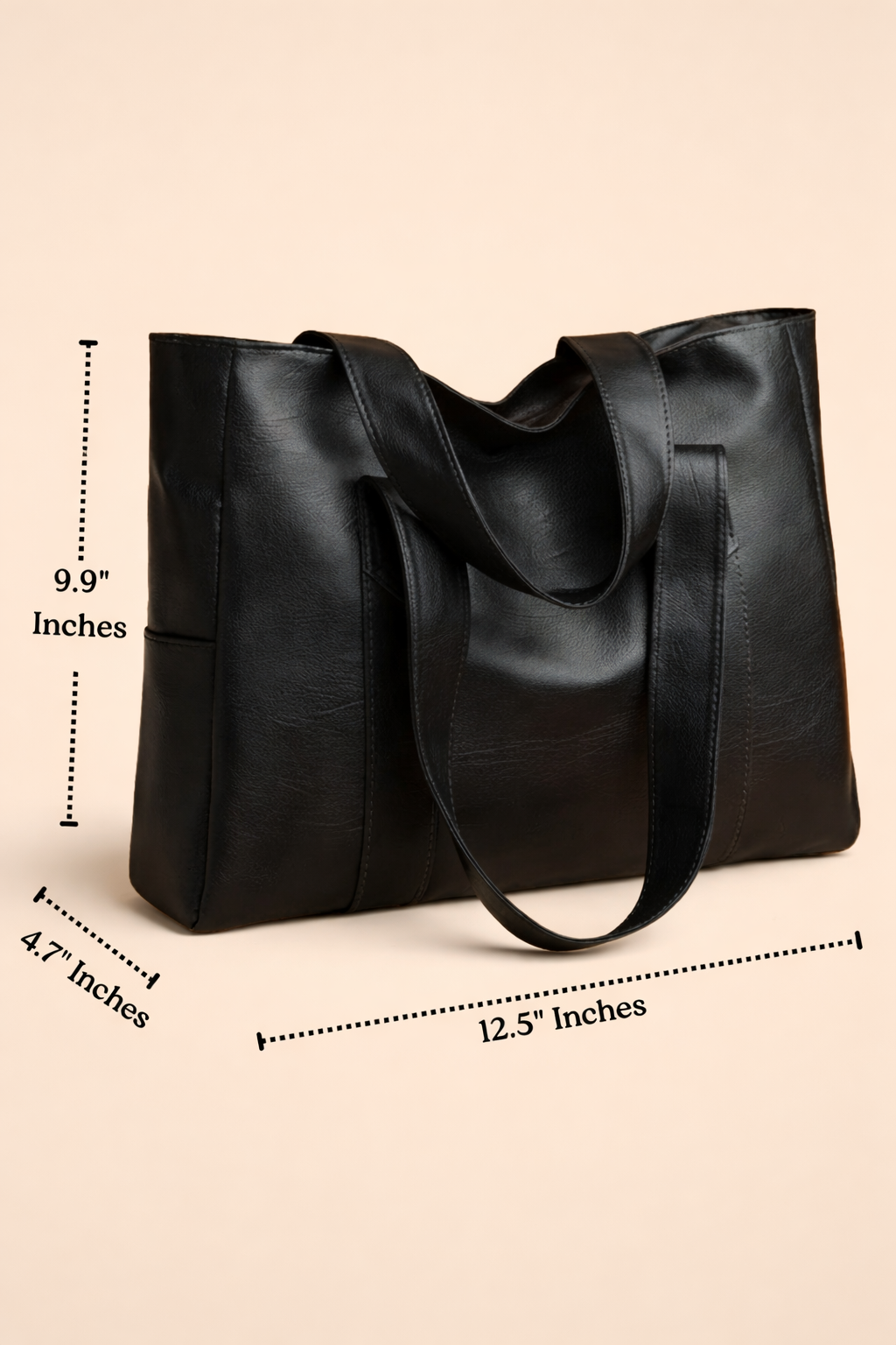Classic Black Leather Tote Bag