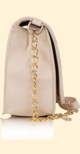 Elegant Beige Chain Shoulder Bag