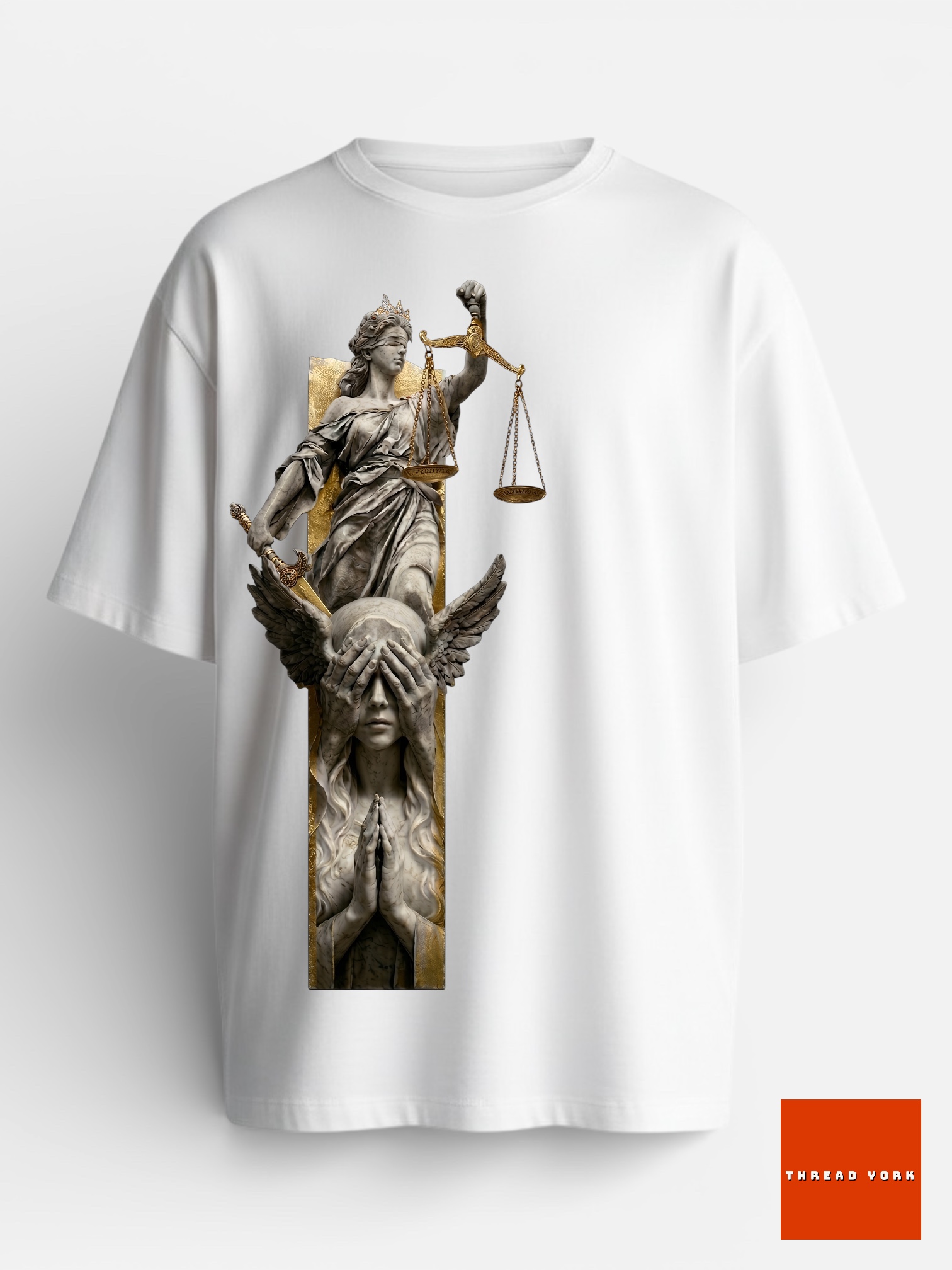 Justice Statue Graphic T-Shirt WHITE