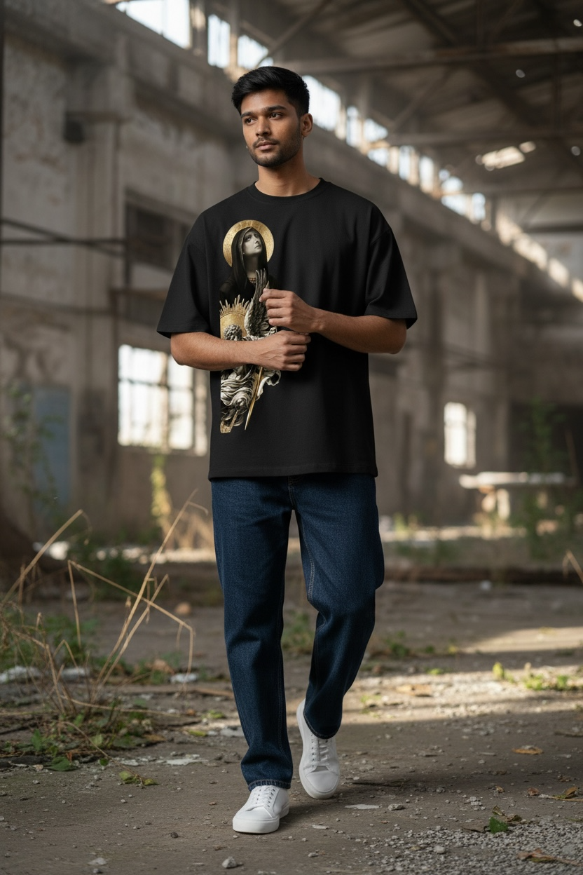 Graphic Black Oversized T-Shirt BLACK