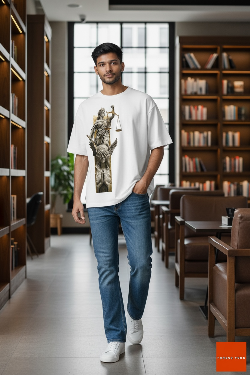 Justice Statue Graphic T-Shirt WHITE