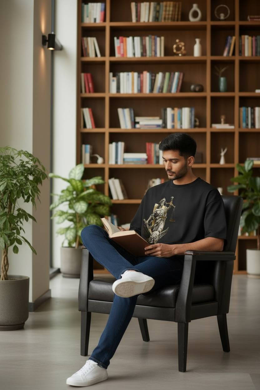 Justice Statue Graphic T-Shirt BLACK