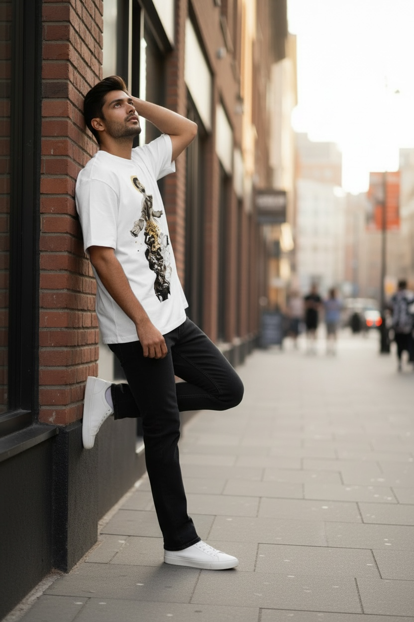 Graphic Cricket-Themed White T-shirt