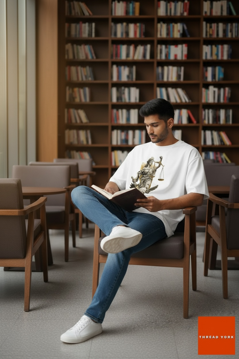 Justice Statue Graphic T-Shirt WHITE