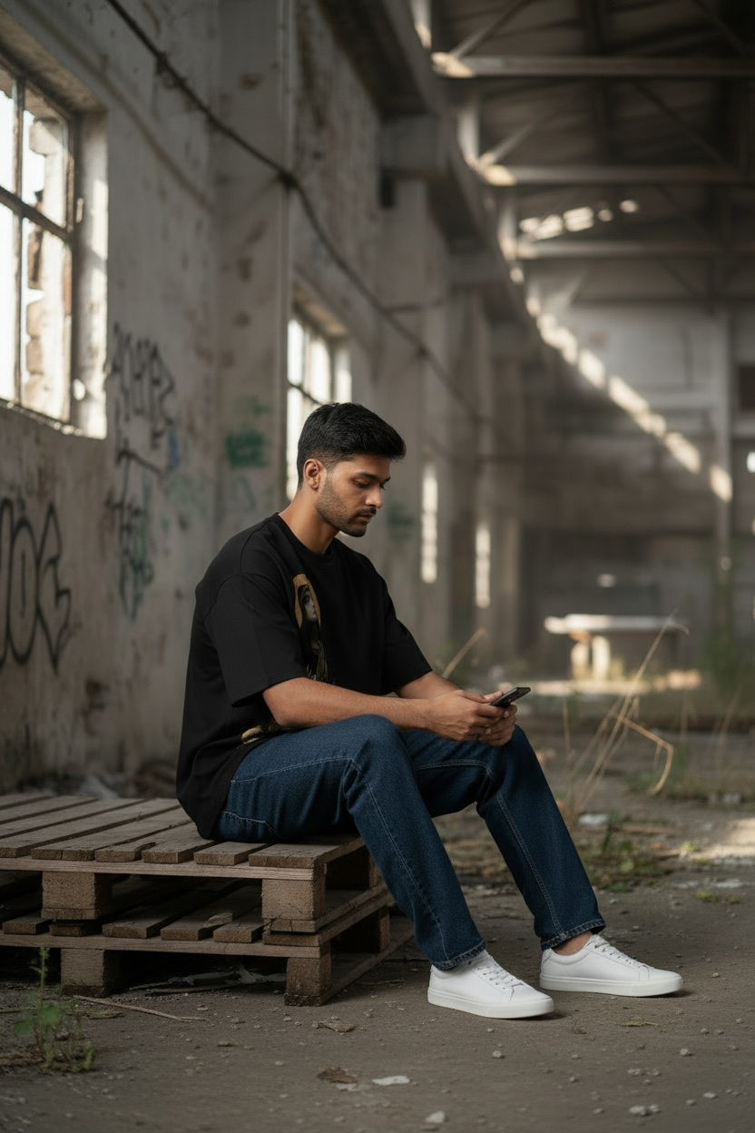 Graphic Black Oversized T-Shirt BLACK